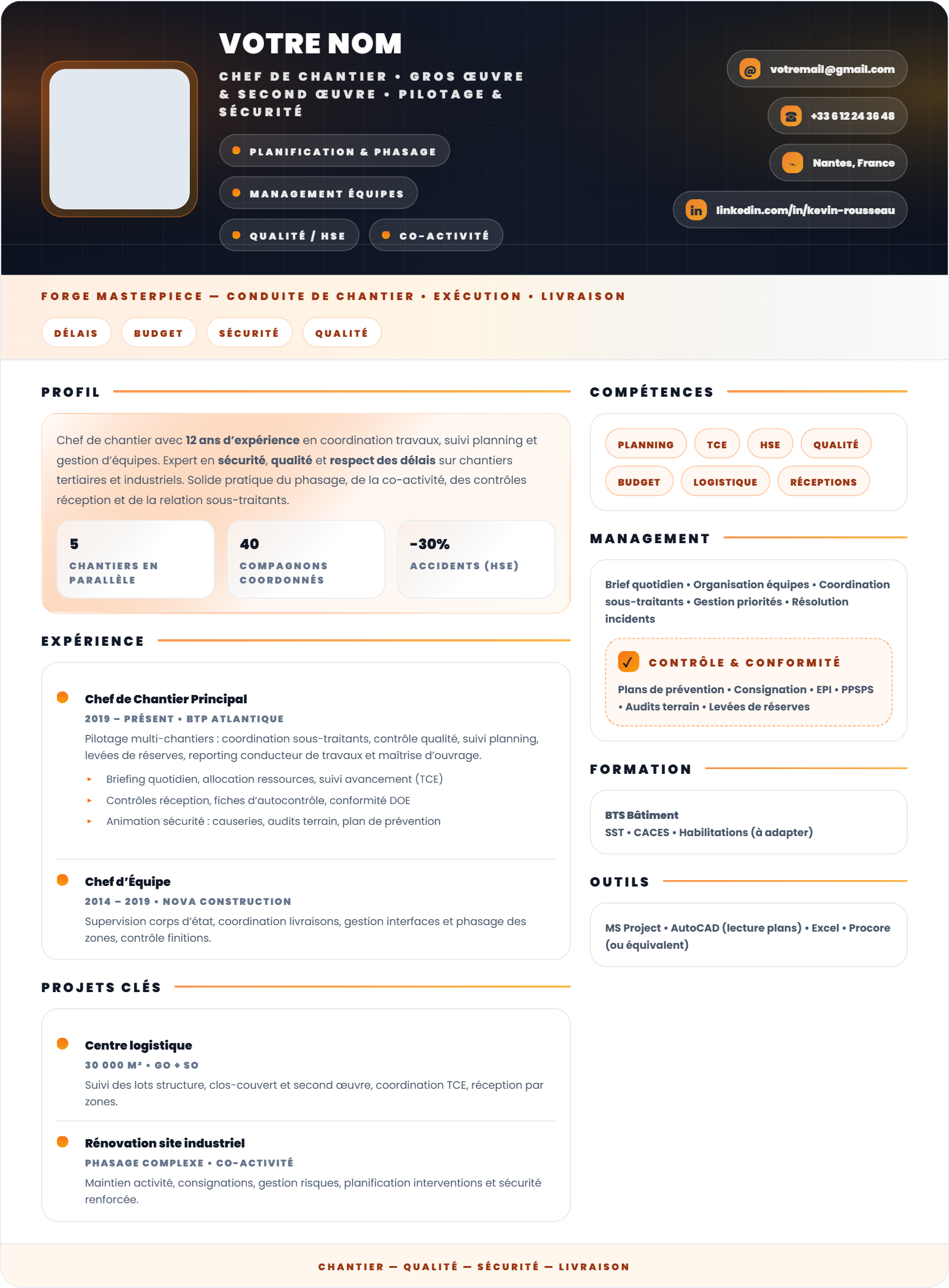 Chef de Chantier - Structure Blocks