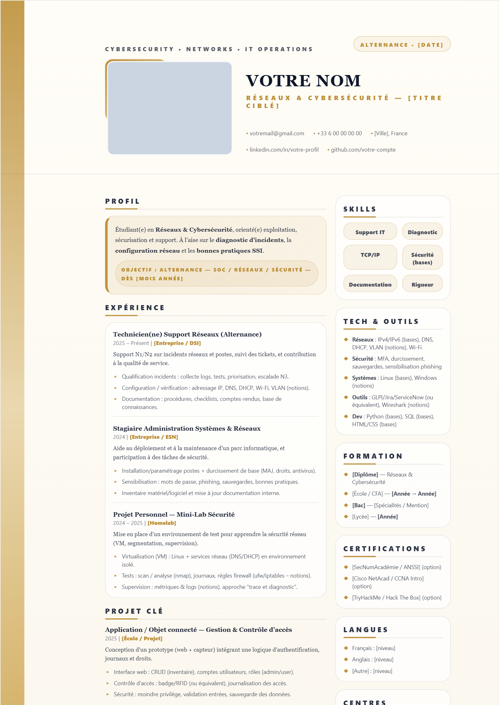 Cybersécurité & Réseaux — Ivory Editorial Light