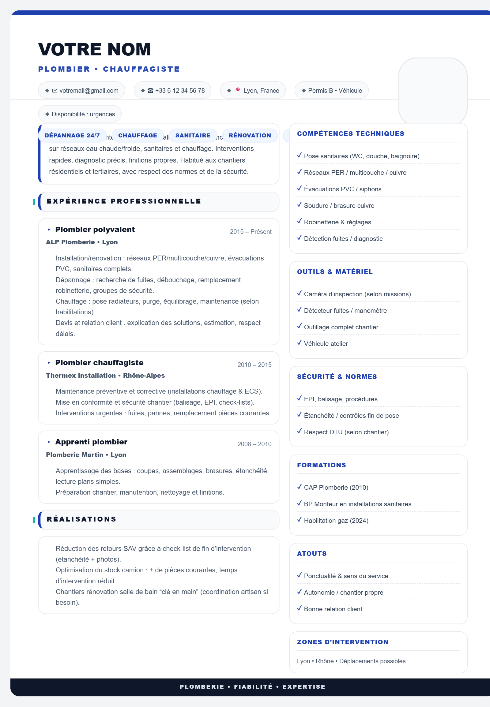 Plombier - Bâtiment Simple
