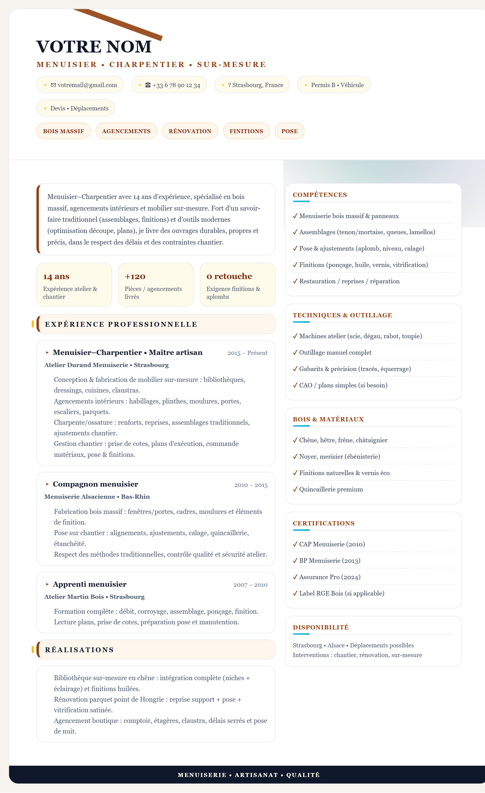 Menuisier – Heritage Beam