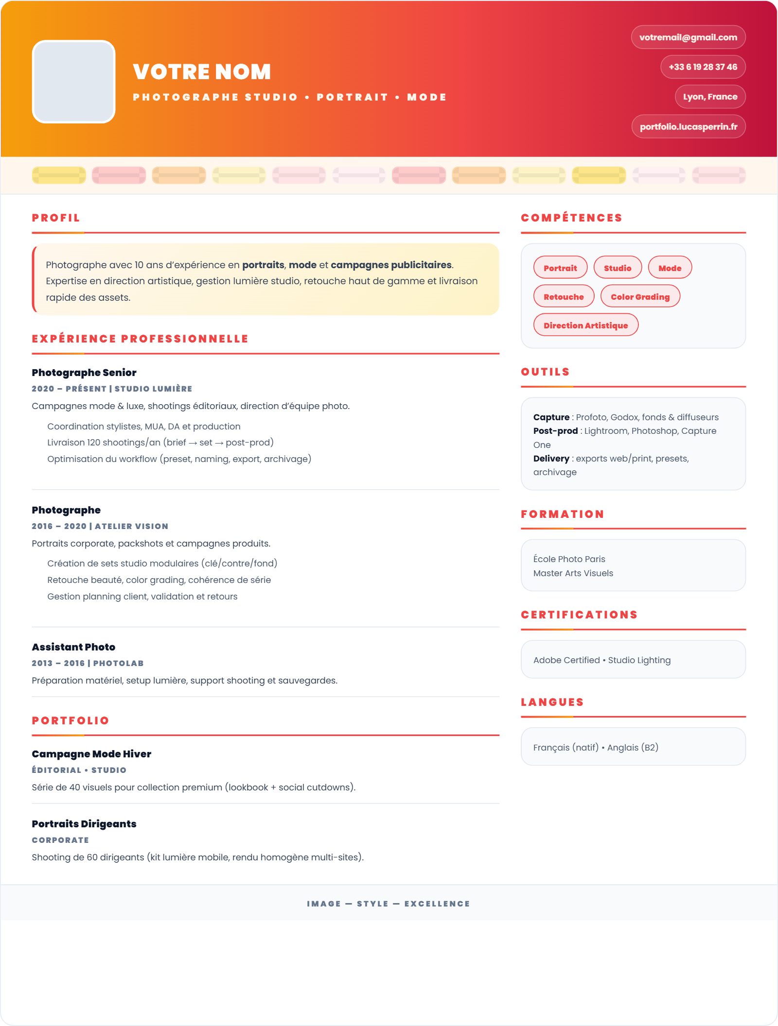 Photographe - Frame Mosaic